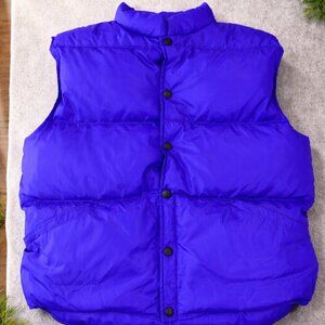 Lands’ End Goose Down Puffer Vest Medium Purple‎ Nylon Snap Front Unisex